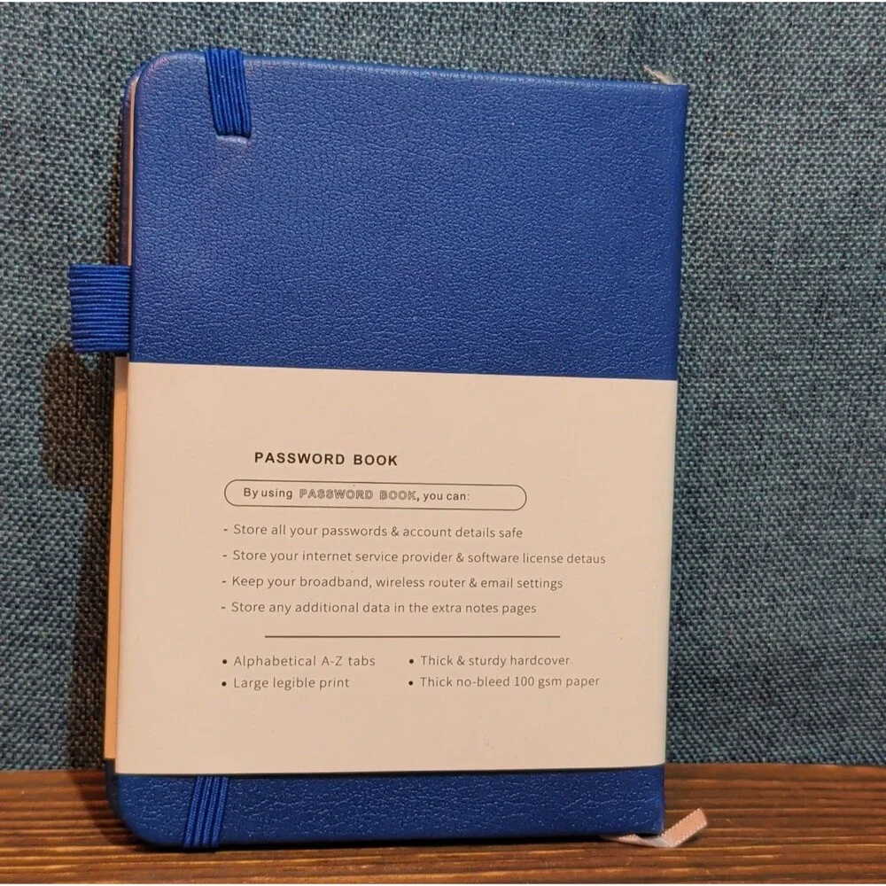 Password Book Internet Logbook Organizer Alphabetical Tabs Blue 4x5
